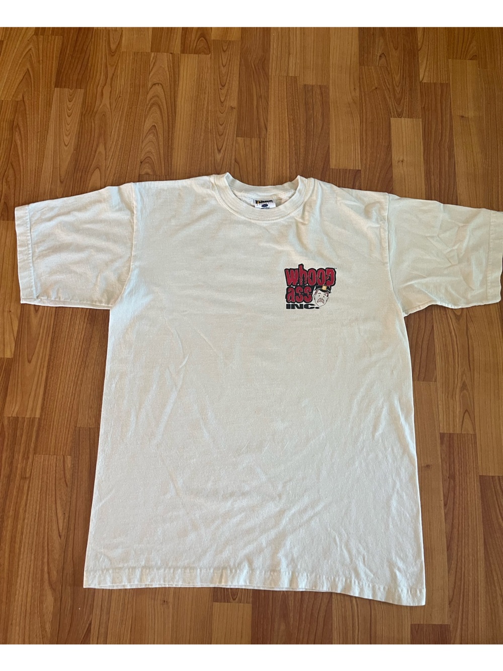 White Graphic Crewneck T-Shirt with Small Front Logo